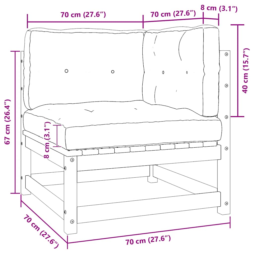 Gartensofa 2-Sitzer mit Kissen Honigbraun Massivholz Kiefer