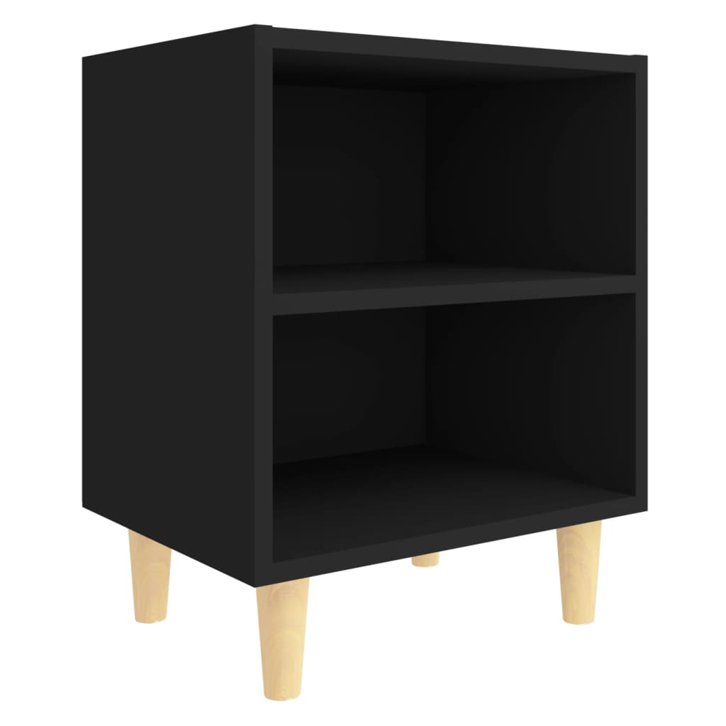 Table de chevet avec pieds en bois massif noir 40x30x50 cm