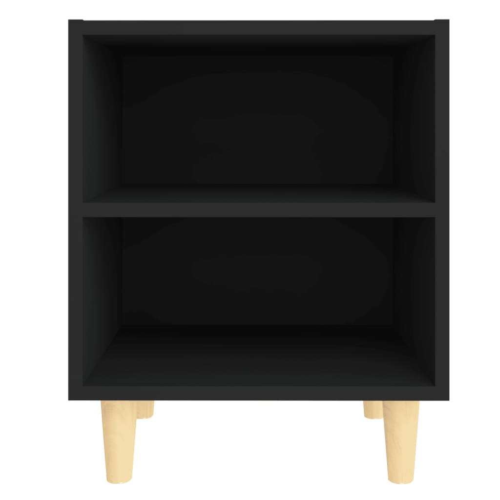 Table de chevet avec pieds en bois massif noir 40x30x50 cm