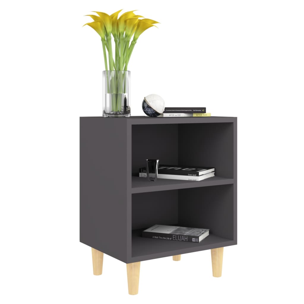 Nachttische mit Massivholz-Beinen 2 Stk. Grau 40x30x50 cm