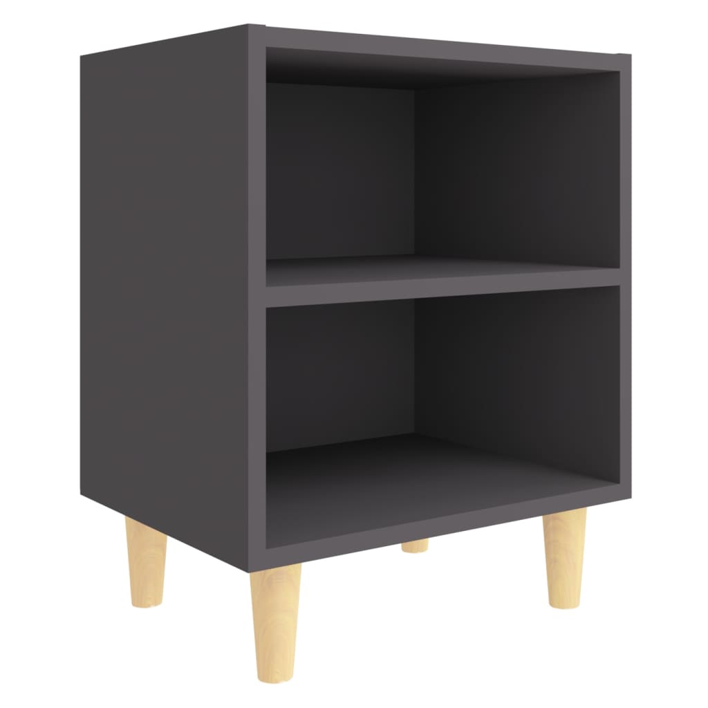 Nachttische mit Massivholz-Beinen 2 Stk. Grau 40x30x50 cm