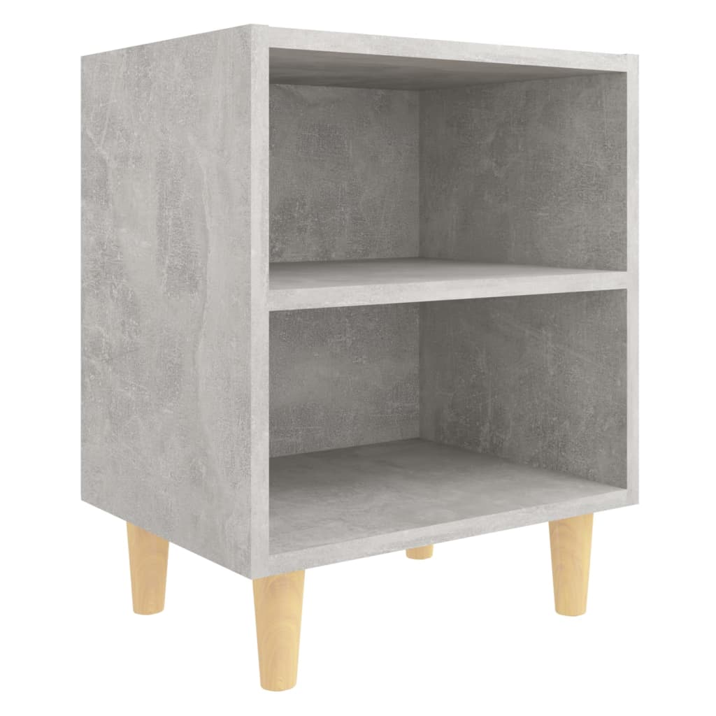 Bedside table with solid wood legs concrete grey 40x30x50 cm