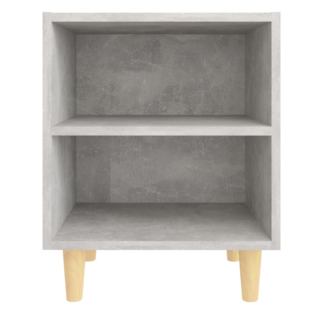 Bedside table with solid wood legs concrete grey 40x30x50 cm