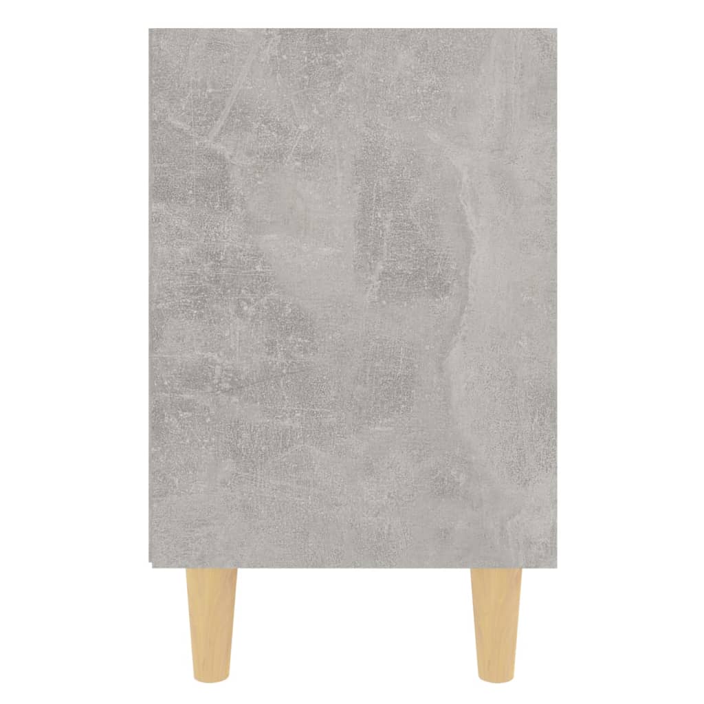Bedside table with solid wood legs concrete grey 40x30x50 cm