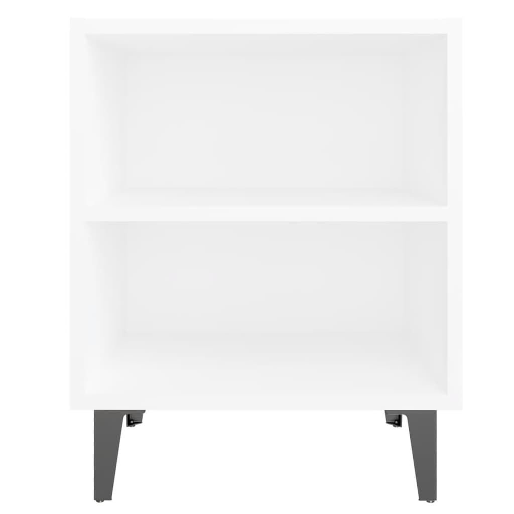 Bedside table with metal legs white 40x30x50 cm
