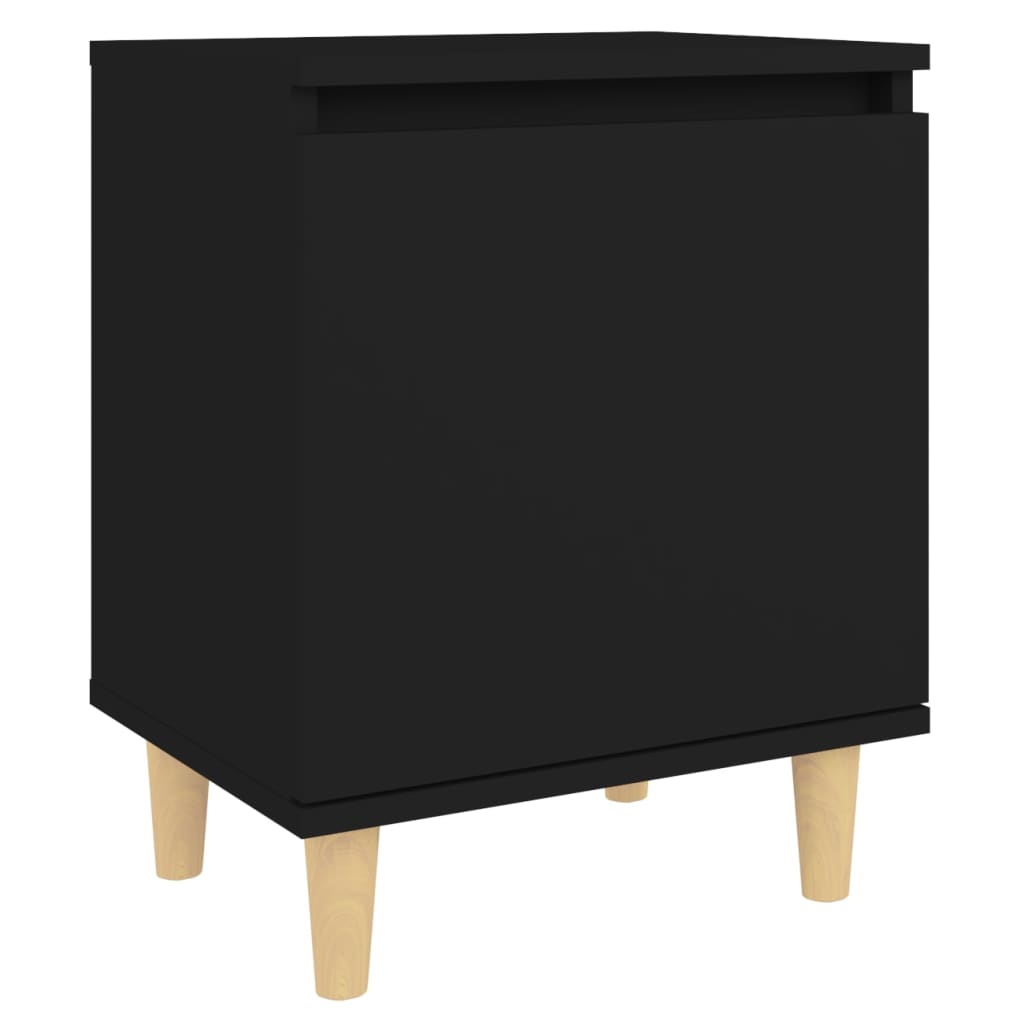 Nachttische mit Massivholz-Beinen 2 Stk. Schwarz 40x30x50 cm