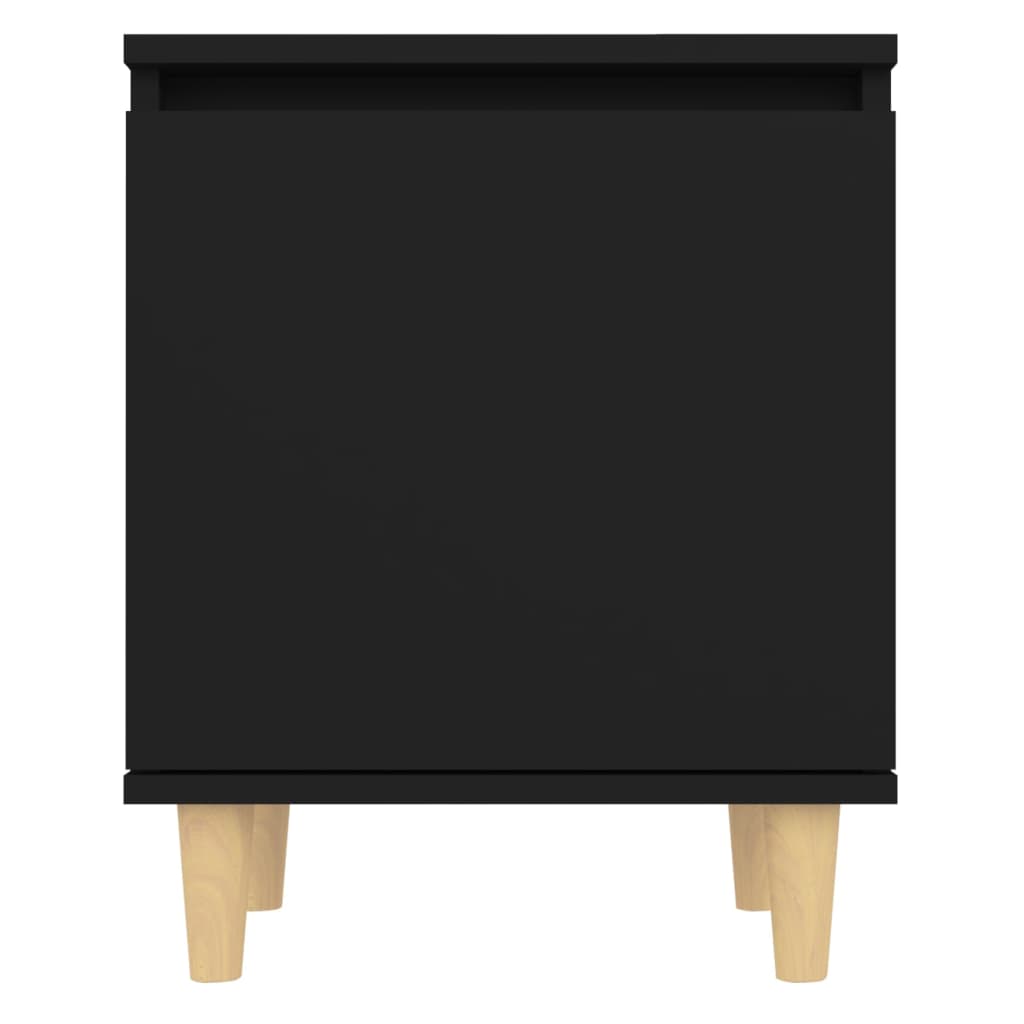 Nachttische mit Massivholz-Beinen 2 Stk. Schwarz 40x30x50 cm