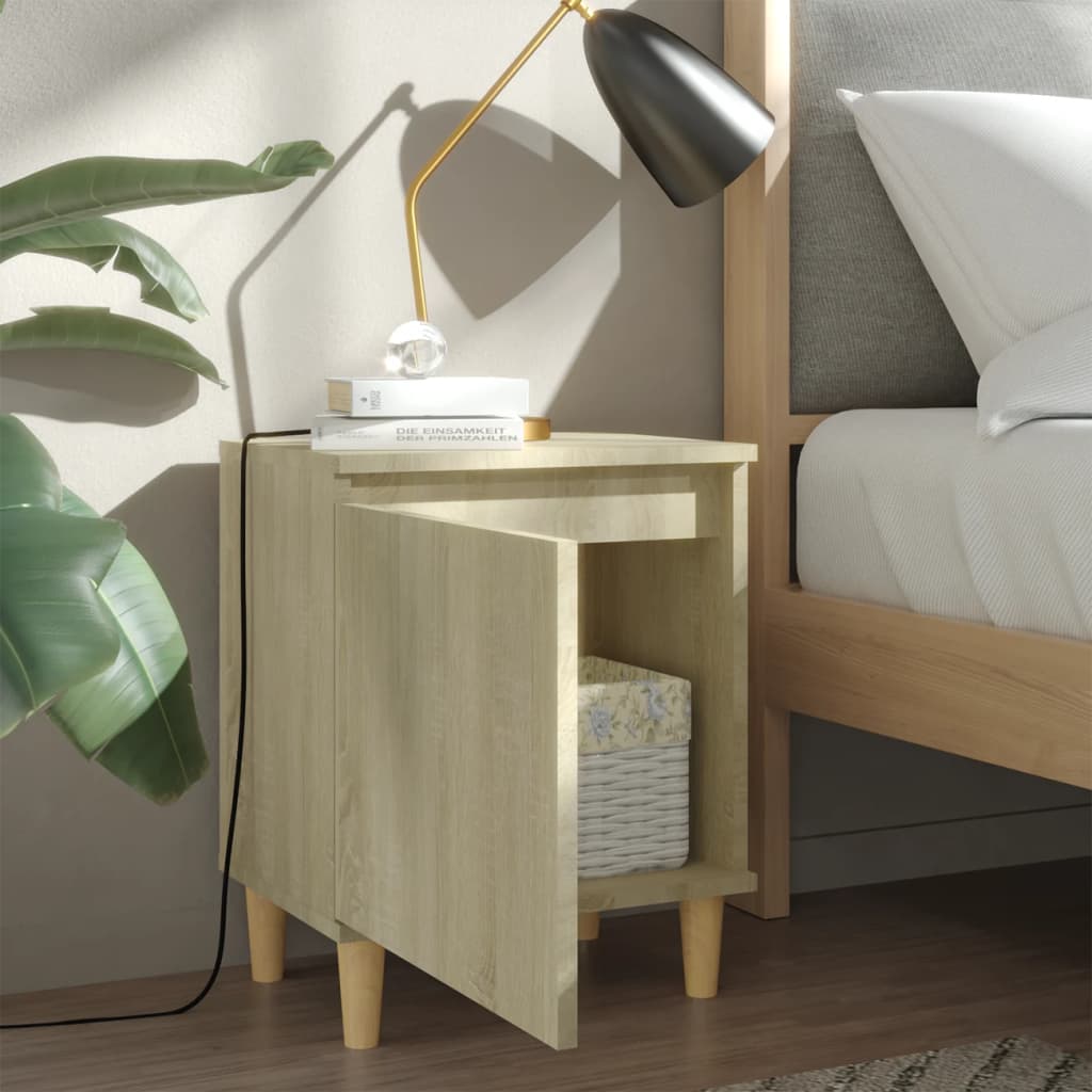 Table de chevet avec pieds en bois massif Chêne Sonoma 40x30x50cm