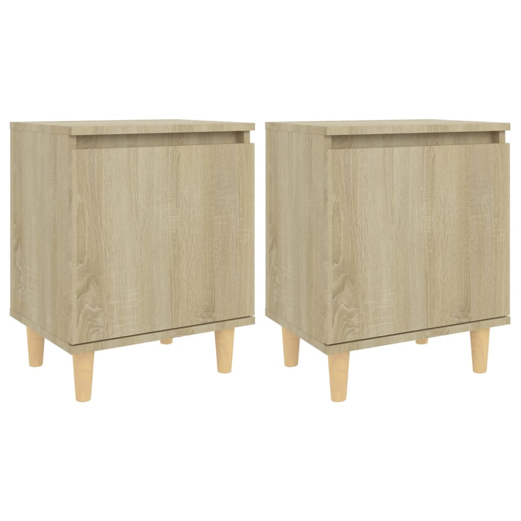 Tables de chevet 2 pcs. Pieds en bois massif Chêne Sonoma 40x30x50cm
