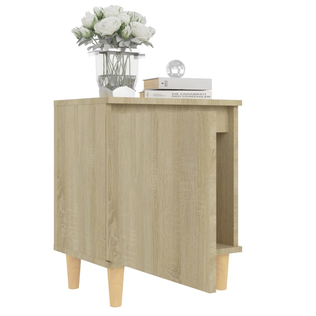 Tables de chevet 2 pcs. Pieds en bois massif Chêne Sonoma 40x30x50cm