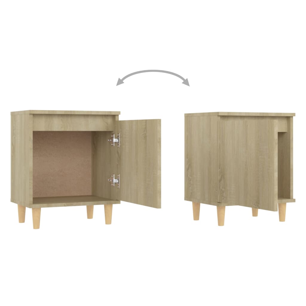 Tables de chevet 2 pcs. Pieds en bois massif Chêne Sonoma 40x30x50cm