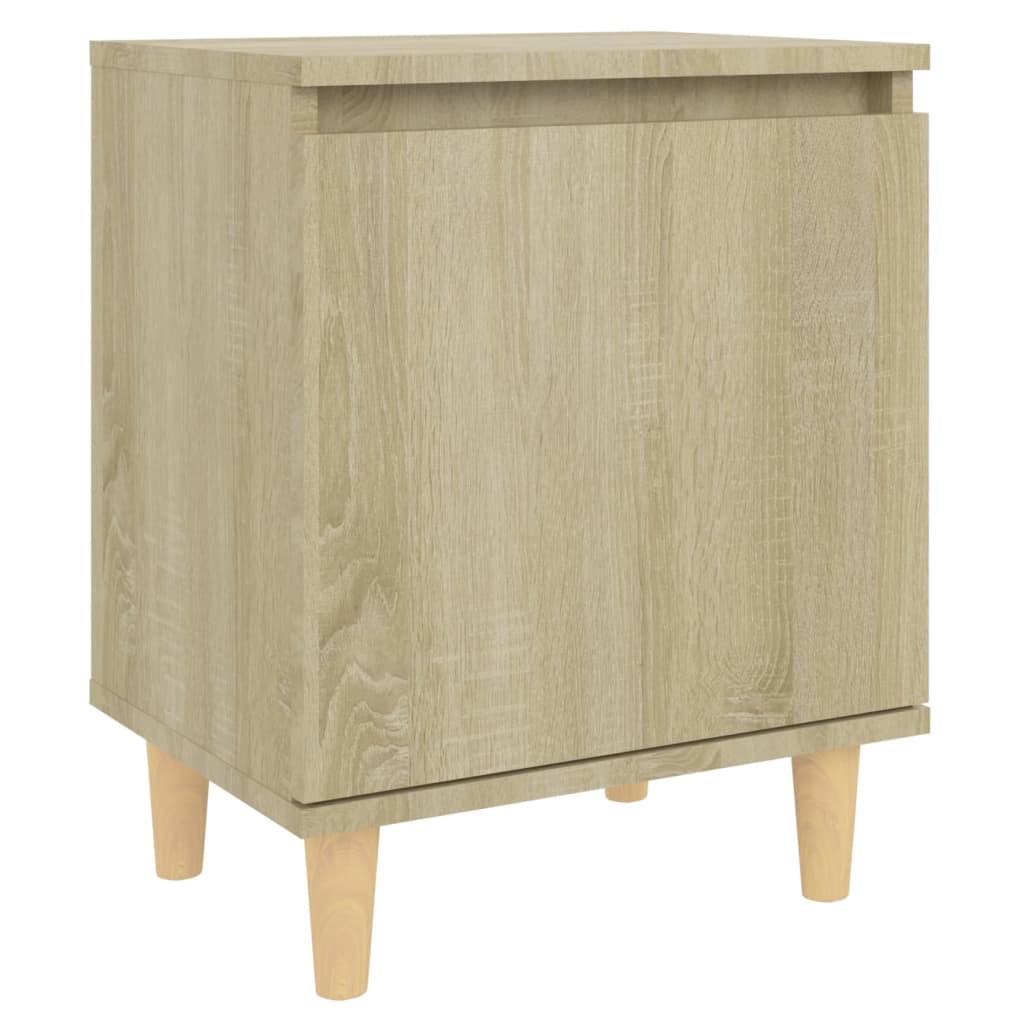 Tables de chevet 2 pcs. Pieds en bois massif Chêne Sonoma 40x30x50cm
