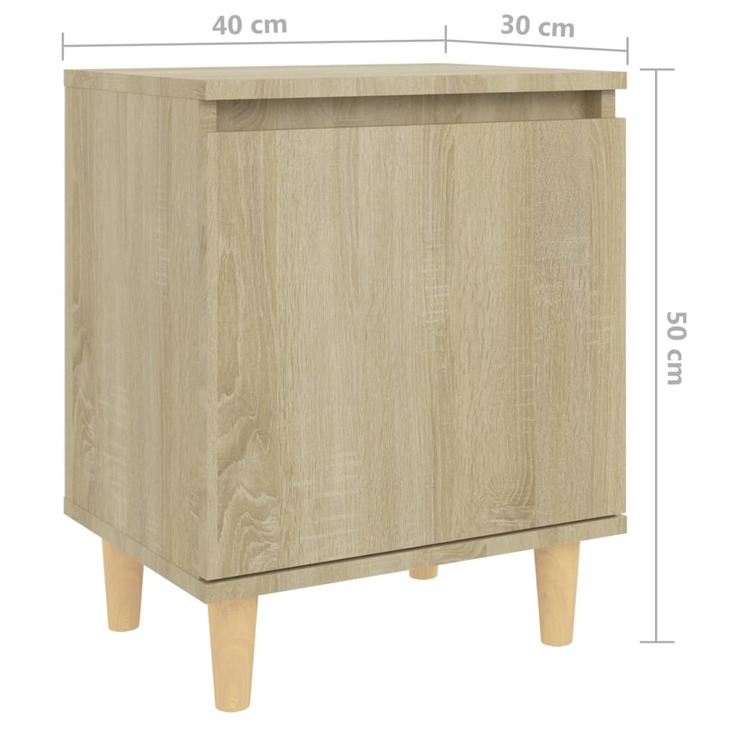 Tables de chevet 2 pcs. Pieds en bois massif Chêne Sonoma 40x30x50cm