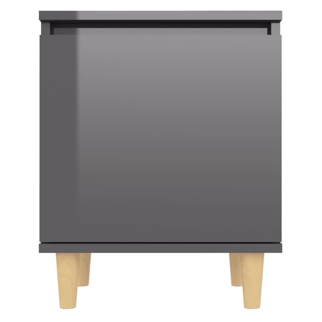 Nachttische Massivholz-Beine 2 Stk. Hochglanz-Grau 40x30x50 cm