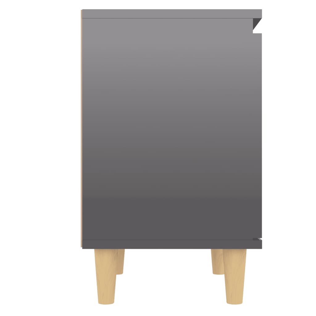 Nachttische Massivholz-Beine 2 Stk. Hochglanz-Grau 40x30x50 cm