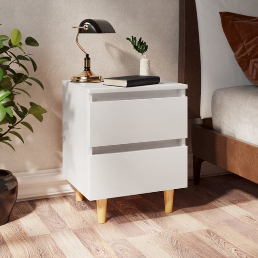 Bedside table with pinewood legs white 40x35x50 cm