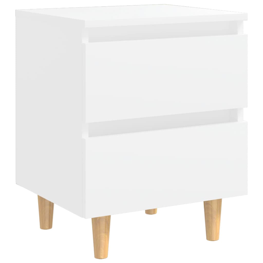 Tables de chevet 2 pièces avec pieds en bois de pin blanc 40x35x50 cm