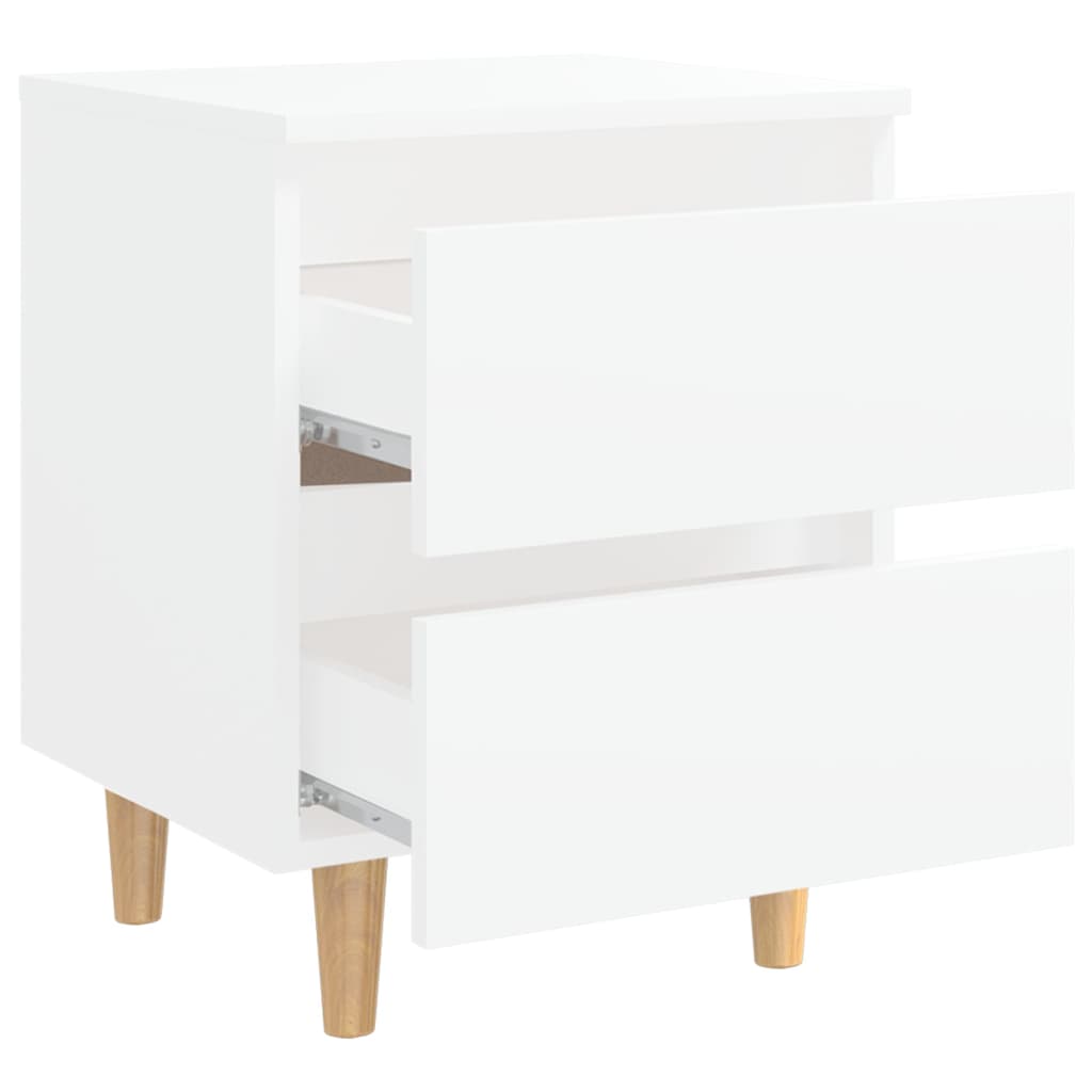Tables de chevet 2 pièces avec pieds en bois de pin blanc 40x35x50 cm