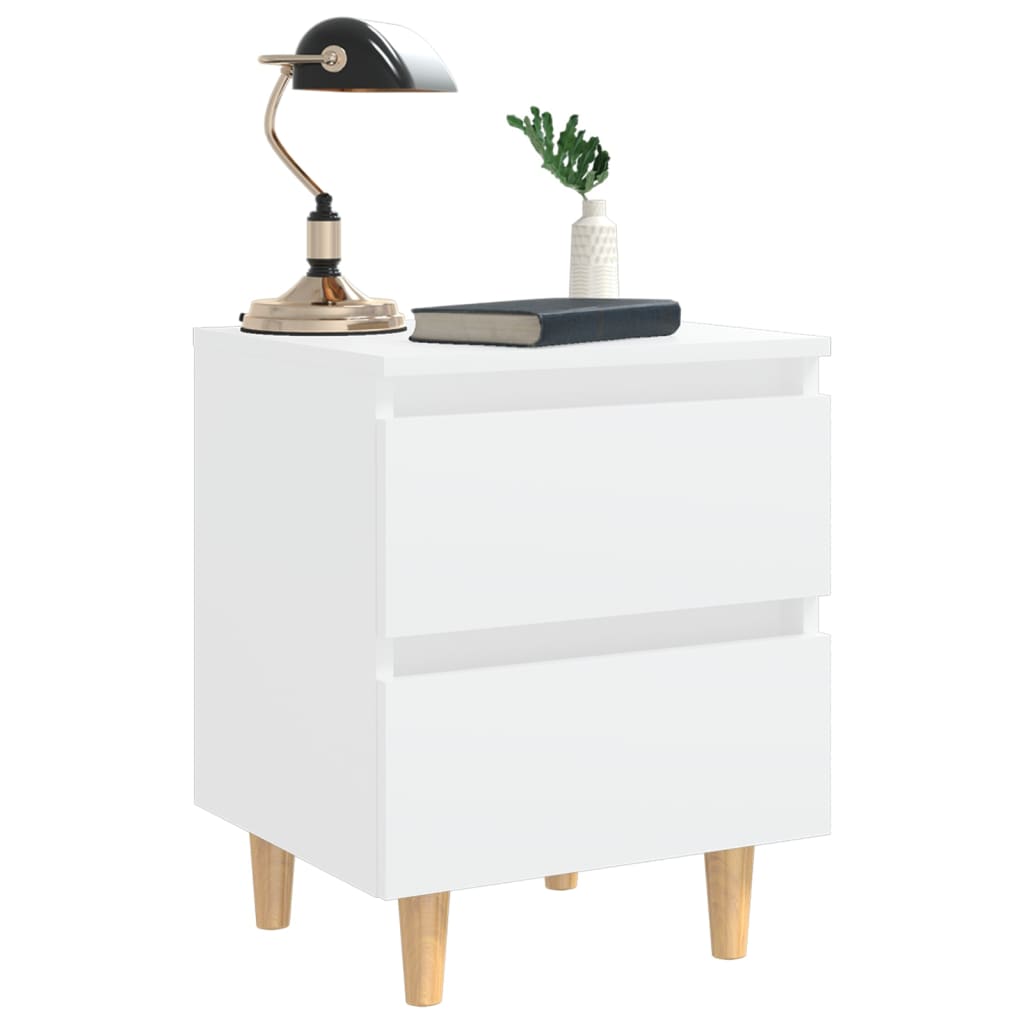 Tables de chevet 2 pièces avec pieds en bois de pin blanc 40x35x50 cm