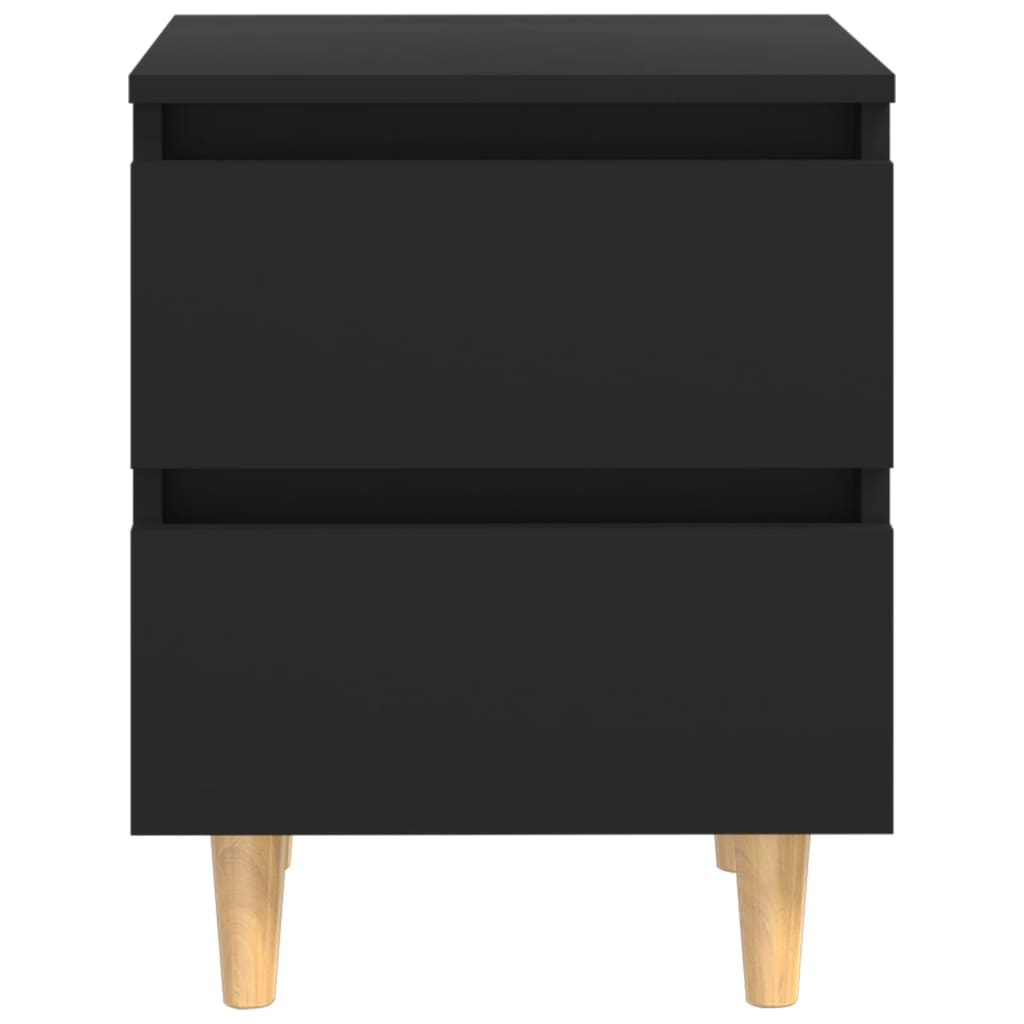 Bedside table with pinewood legs Black 40x35x50 cm
