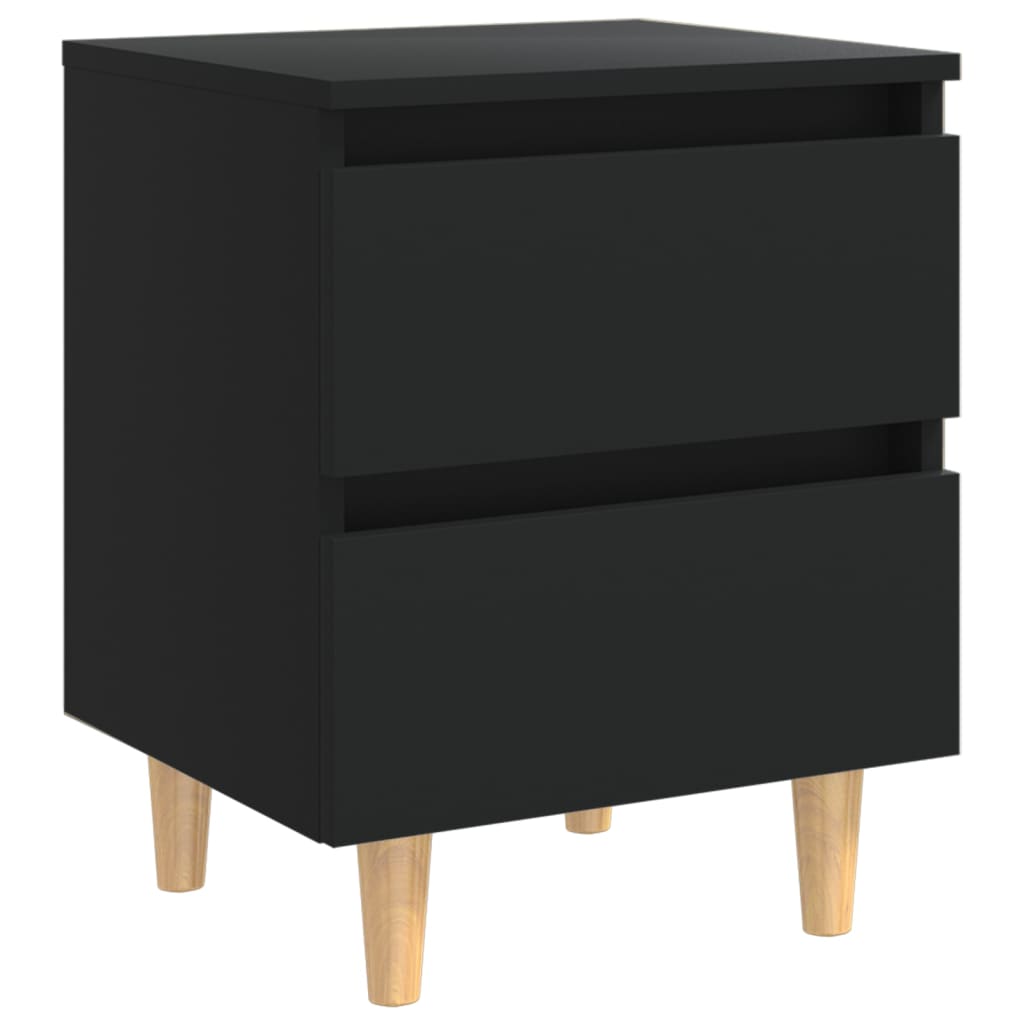 Tables de chevet 2 pièces avec pieds en bois de pin noir 40x35x50 cm