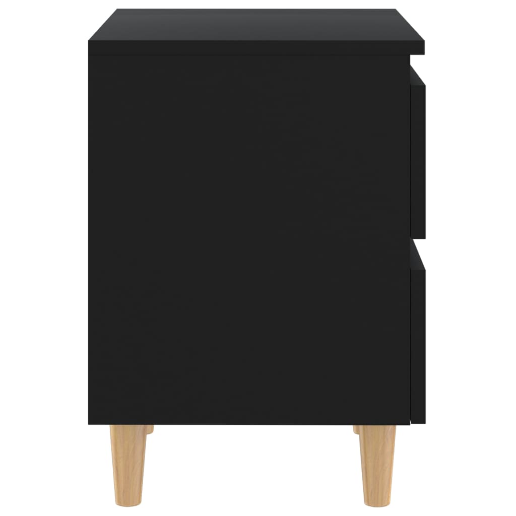 Tables de chevet 2 pièces avec pieds en bois de pin noir 40x35x50 cm
