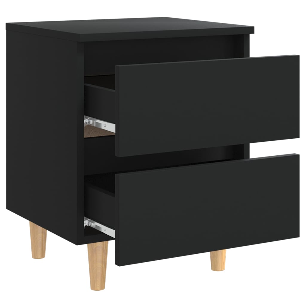 Tables de chevet 2 pièces avec pieds en bois de pin noir 40x35x50 cm