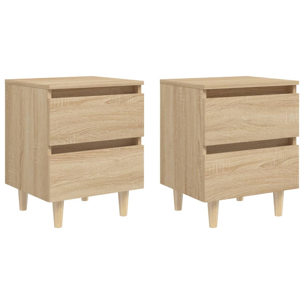 Tables de chevet 2 pcs. pieds en bois de pin Chêne Sonoma 40x35x50cm