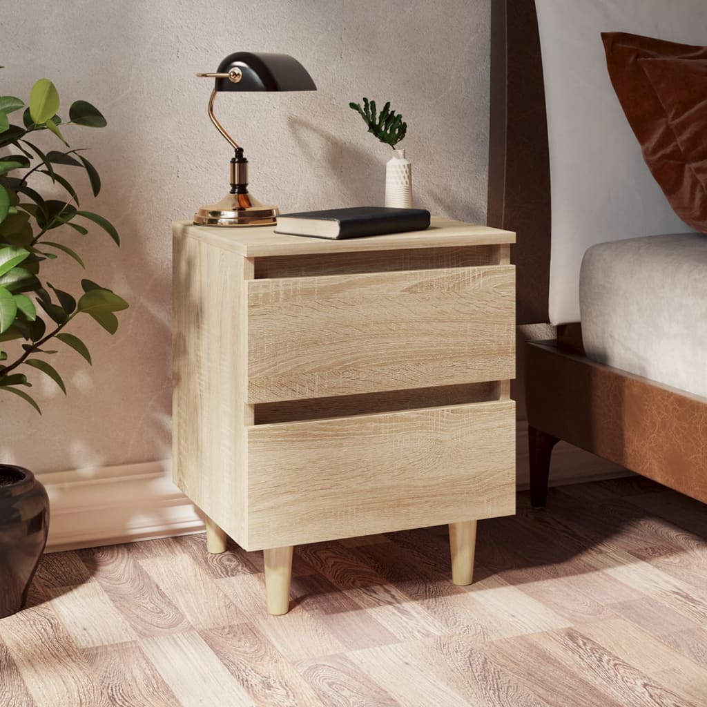 Tables de chevet 2 pcs. pieds en bois de pin Chêne Sonoma 40x35x50cm