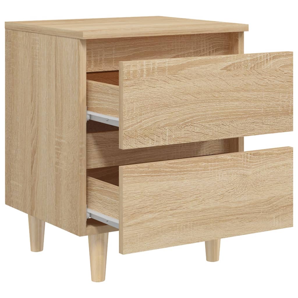 Tables de chevet 2 pcs. pieds en bois de pin Chêne Sonoma 40x35x50cm