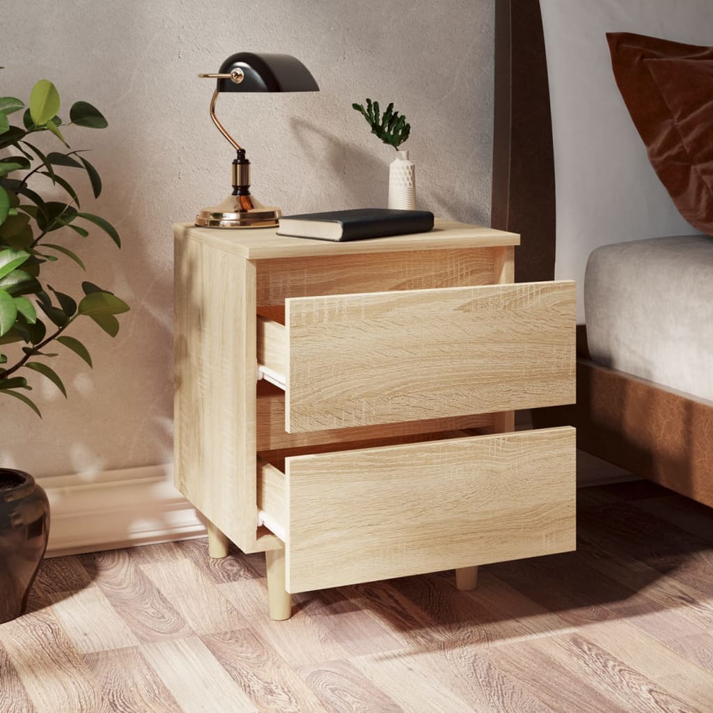 Tables de chevet 2 pcs. pieds en bois de pin Chêne Sonoma 40x35x50cm
