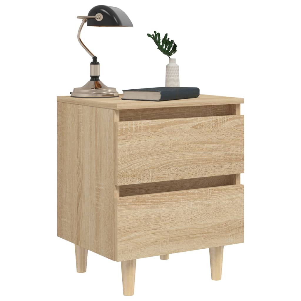 Tables de chevet 2 pcs. pieds en bois de pin Chêne Sonoma 40x35x50cm