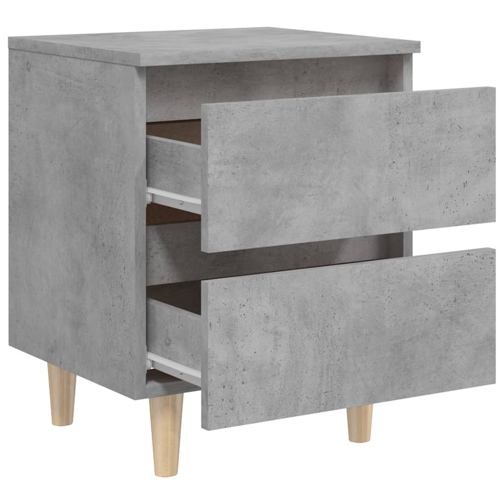 Bedside table with pinewood legs concrete grey 40x35x50 cm
