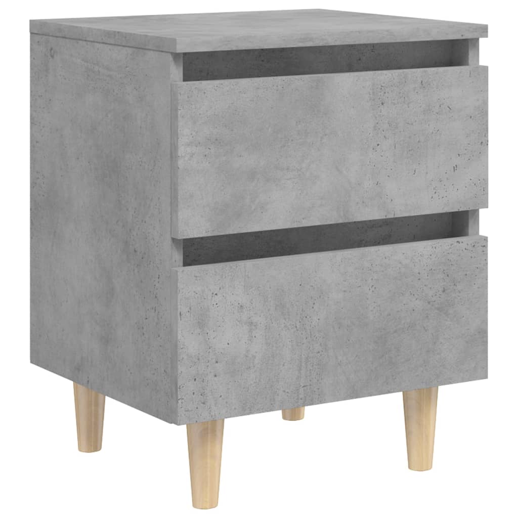 Tables de chevet 2 pièces avec pieds en pin gris béton 40x35x50 cm