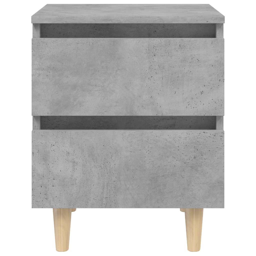 Tables de chevet 2 pièces avec pieds en pin gris béton 40x35x50 cm