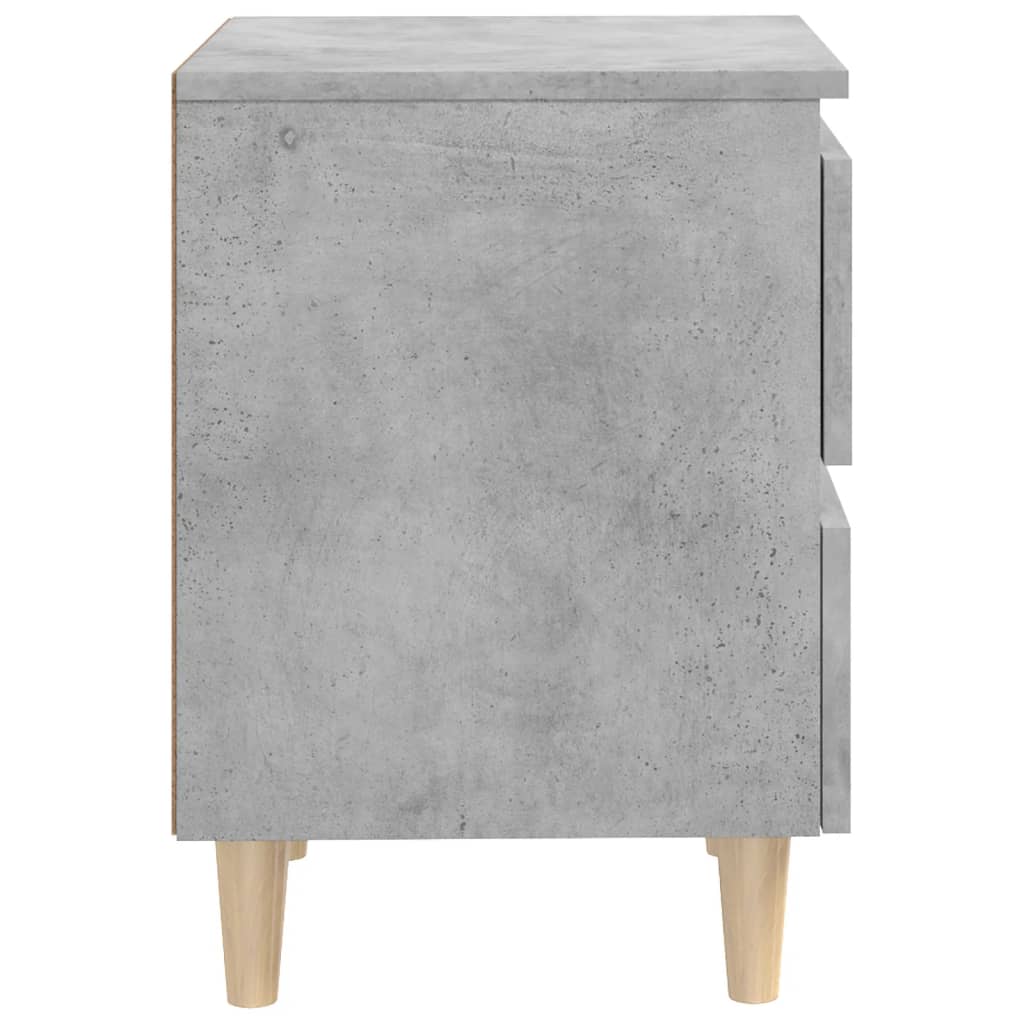 Tables de chevet 2 pièces avec pieds en pin gris béton 40x35x50 cm