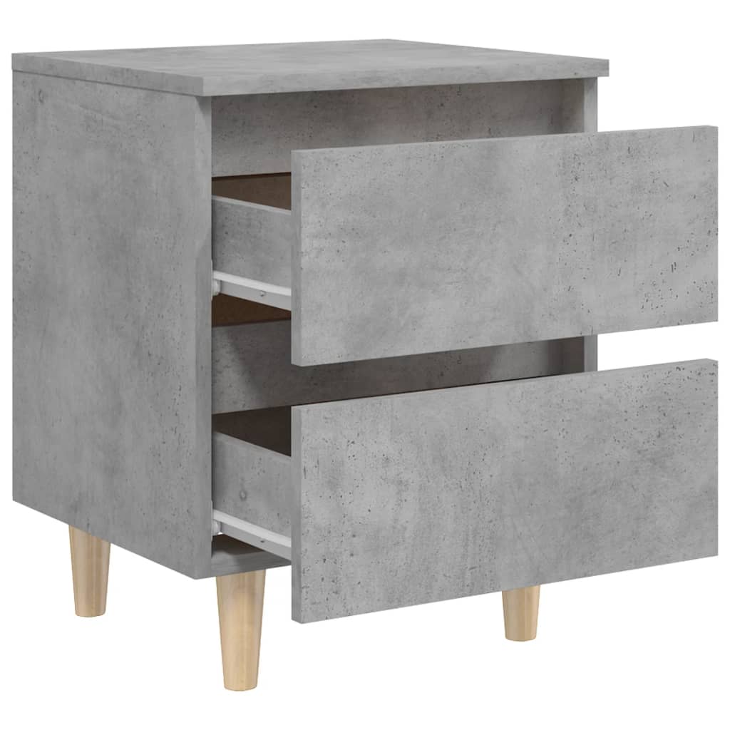 Tables de chevet 2 pièces avec pieds en pin gris béton 40x35x50 cm