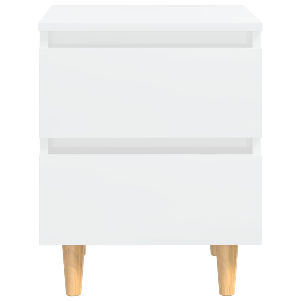 Tables de chevet 2 pièces avec pieds en pin blanc brillant