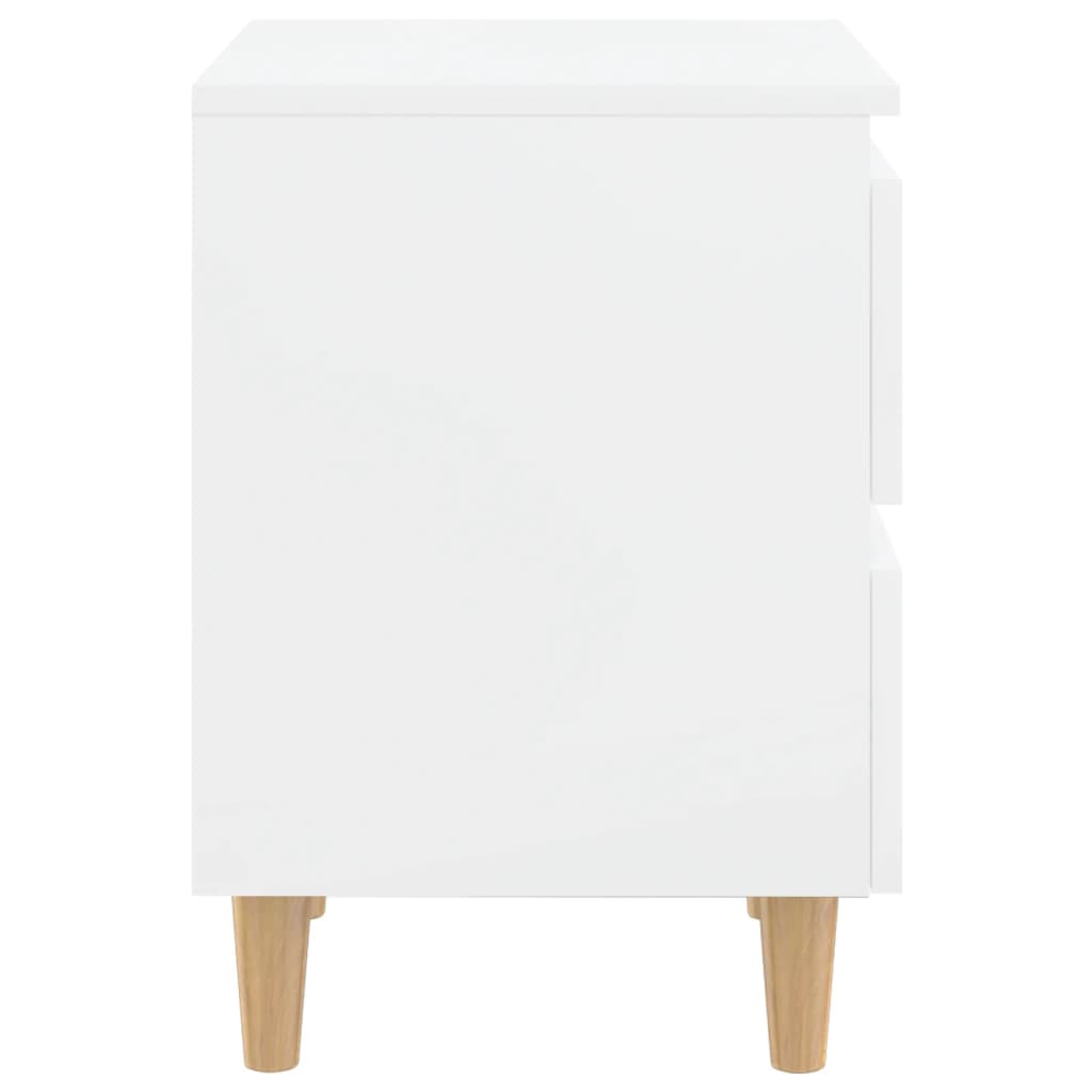 Tables de chevet 2 pièces avec pieds en pin blanc brillant