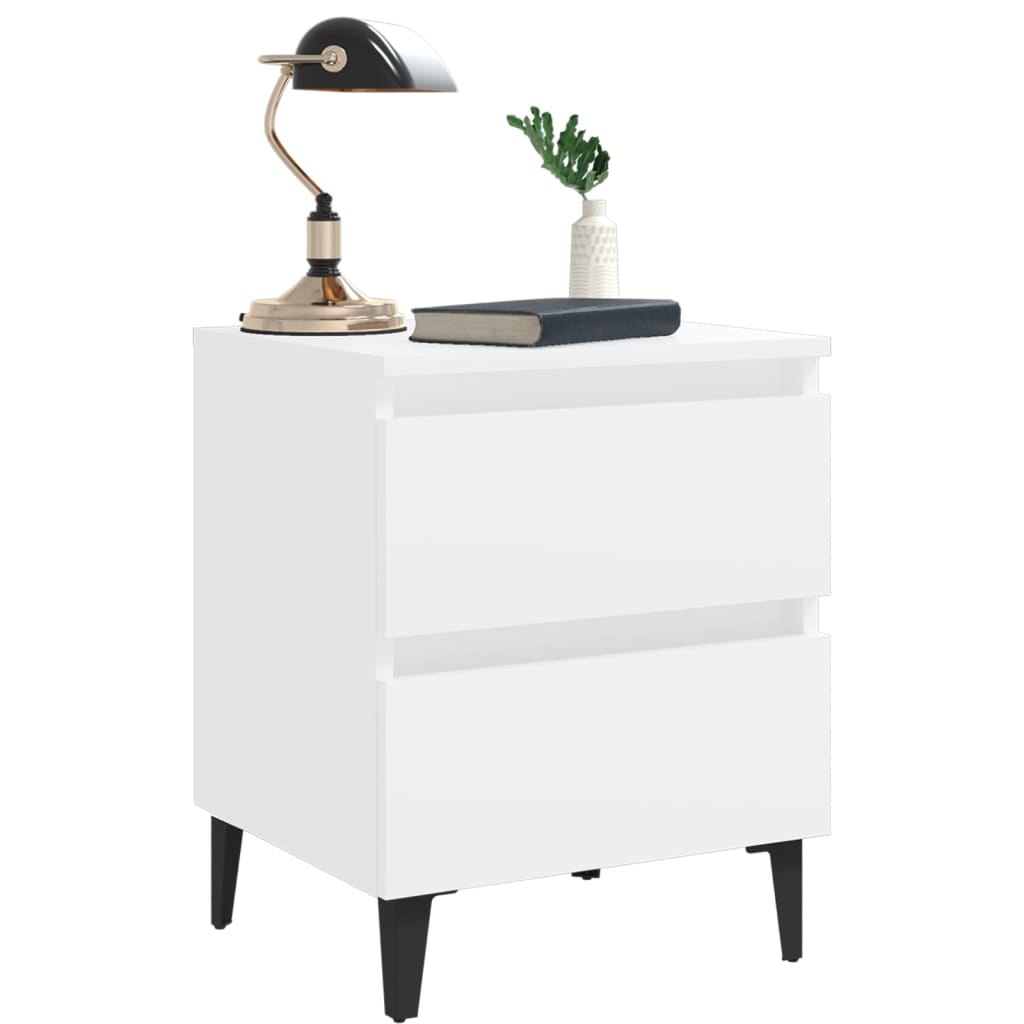 Table de chevet blanche 40x35x50 cm en bois