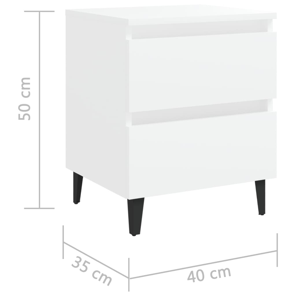 Table de chevet blanche 40x35x50 cm en bois