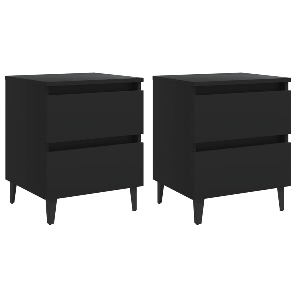 Tables de chevet 2 pcs. Noir 40x35x50 cm en bois