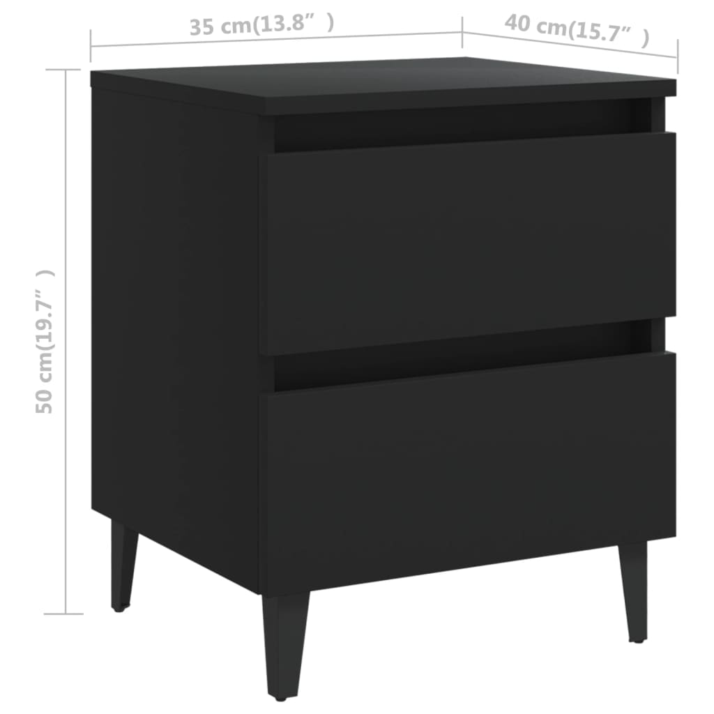 Tables de chevet 2 pcs. Noir 40x35x50 cm en bois