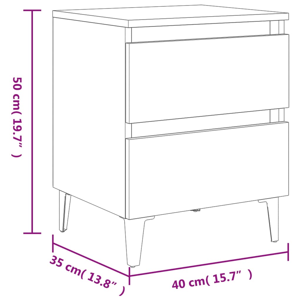 Tables de chevet 2 pcs. Chêne Sonoma 40x35x50 cm matériau bois