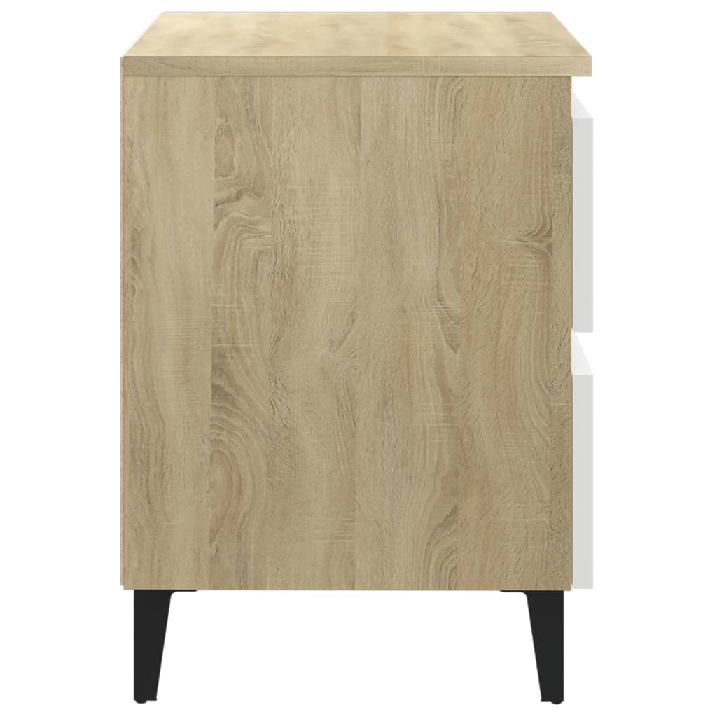 Nachttische 2 Stk. Weiß Sonoma-Eiche 40x35x50 cm Holzwerkstoff