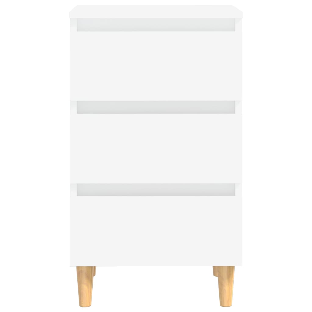 Bedside table with solid wood legs white 40x35x69 cm