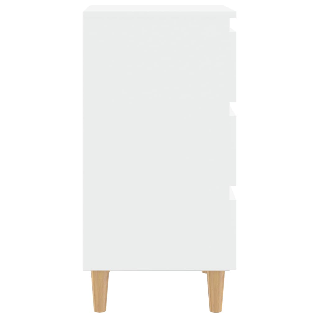 Bedside table with solid wood legs white 40x35x69 cm