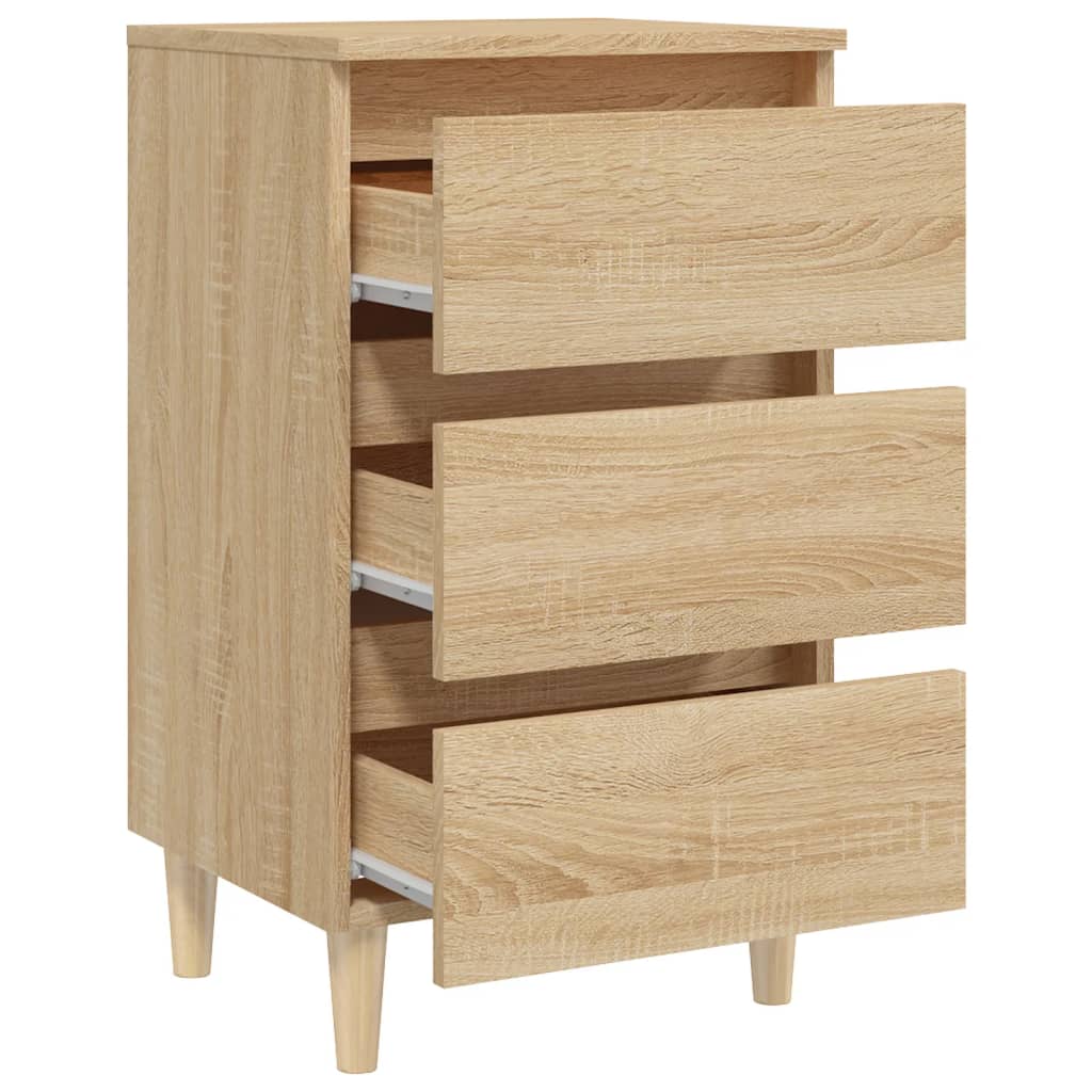 Bedside table with solid wood legs Sonoma oak 40x35x69 cm