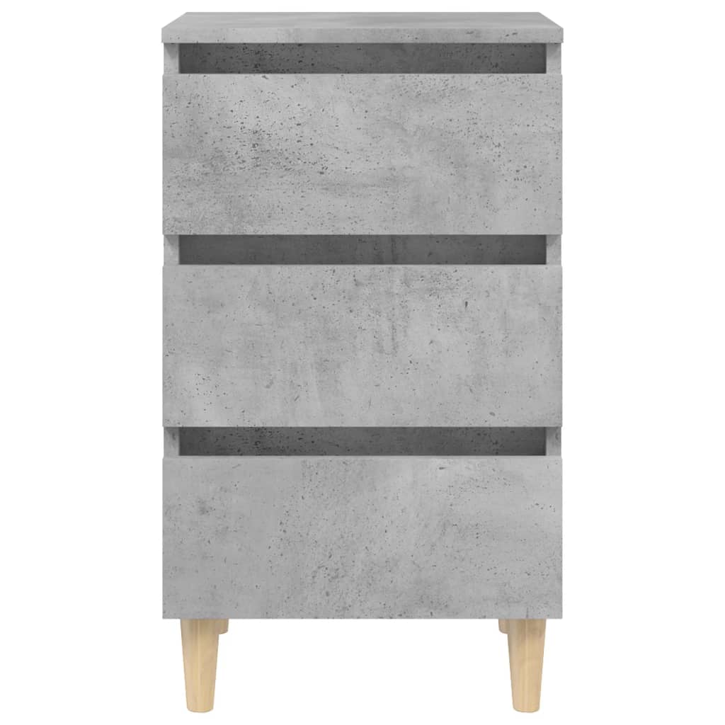 Bedside table with solid wood legs concrete grey 40x35x69 cm