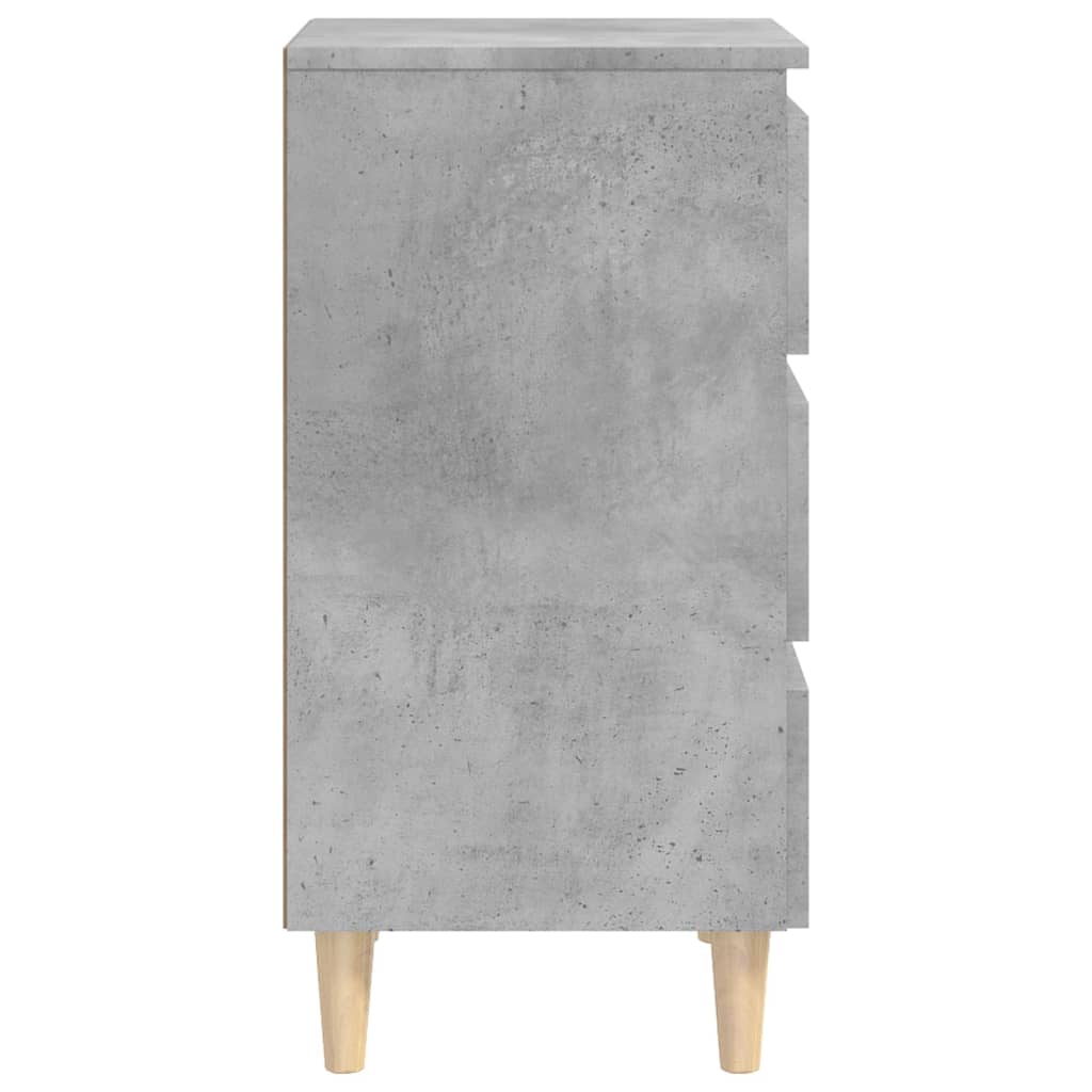 Bedside table with solid wood legs concrete grey 40x35x69 cm